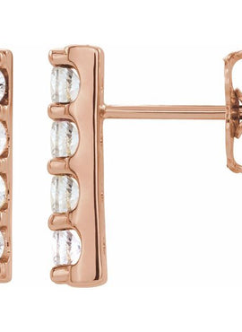 14K White Gold Natural Multi-Gemstone Bar Earrings