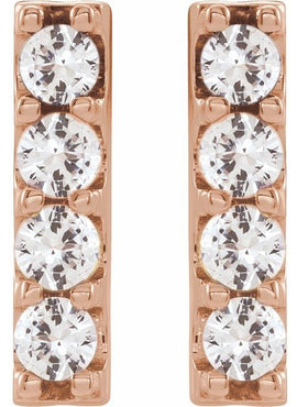 14K White Gold Natural Multi-Gemstone Bar Earrings