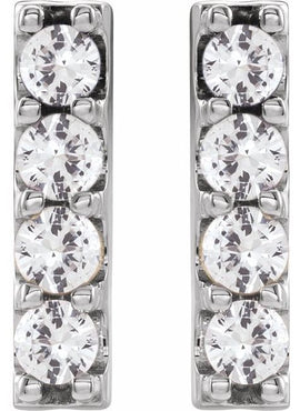 14K White Gold Natural Multi-Gemstone Bar Earrings