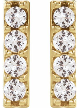 14K White Gold Natural Multi-Gemstone Bar Earrings