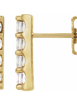 14K White Gold Natural Multi-Gemstone Bar Earrings