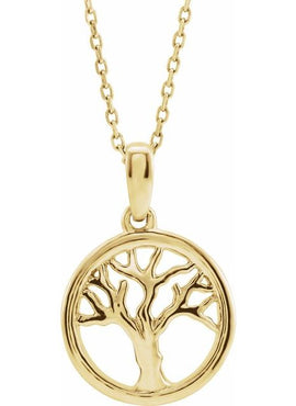 14K Yellow Gold Tree of Life 16-18