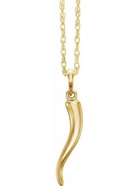 14K Yellow Gold Italian Horn Pendant
