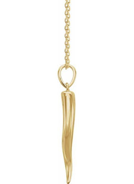 14K Yellow Gold Italian Horn Pendant