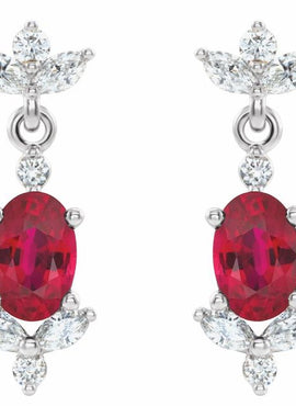 14K White Gold Natural Blue Sapphire & 1/3 CTW Natural Diamond Earrings