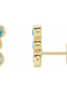 14K White Gold Natural Blue Sapphire Ear Climbers