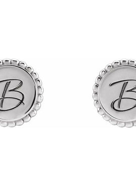 14K White Gold Engravable Beaded Earrings