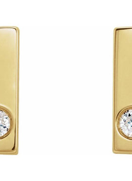 14K White Gold .06 CTW Natural Diamond Bar Earrings