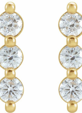 14K White Gold 1/2 CTW Natural Diamond Bar Earrings