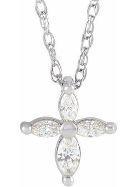 Sterling Silver 1/6 CTW Natural Diamond Cross Pendant