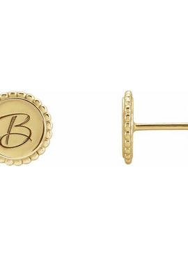 14K White Gold Engravable Beaded Earrings