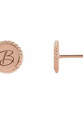 14K White Gold Engravable Beaded Earrings