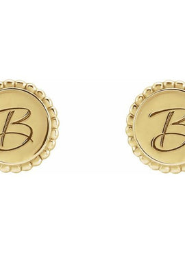 14K White Gold Engravable Beaded Earrings