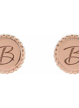 14K White Gold Engravable Beaded Earrings