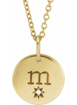 14K Rose Gold Engravable .005 CT Natural Diamond 16-18