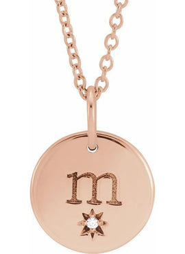 14K Rose Gold Engravable .005 CT Natural Diamond 16-18