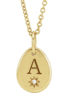 14K Yellow Gold Engravable .005 CT Natural Diamond 16-18