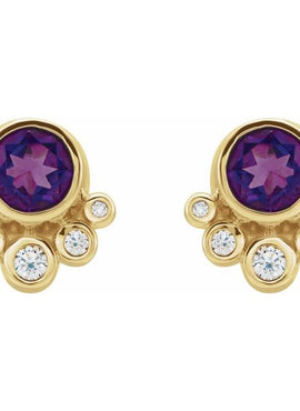 14K White Gold Natural Mozambique Garnet & 1/8 CTW Natural Diamond Earrings