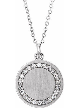 14K White Gold 1/5 CTW Natural Diamond Engravable 16-18