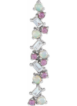 14K Rose Gold  Natural Honey Topaz. Natural Turquoise & 1/8 CTW Natural Diamond Scattered Bar Pendant