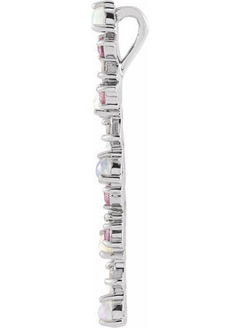 14K Rose Gold  Natural Honey Topaz. Natural Turquoise & 1/8 CTW Natural Diamond Scattered Bar Pendant