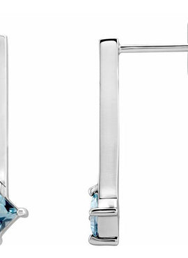 14K White Gold Natural Yellow Sapphire Bar Drop Earrings