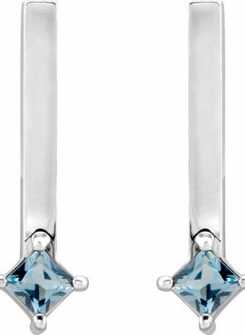 14K White Gold Natural Yellow Sapphire Bar Drop Earrings
