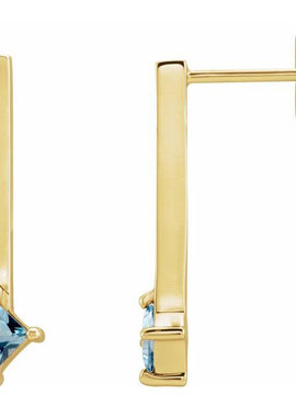 14K White Gold Natural Yellow Sapphire Bar Drop Earrings