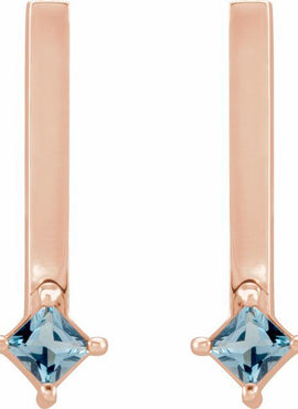 14K White Gold Natural Yellow Sapphire Bar Drop Earrings