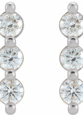 14K White Gold 1/2 CTW Natural Diamond Bar Earrings