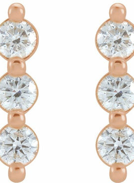 14K White Gold 1/2 CTW Natural Diamond Bar Earrings