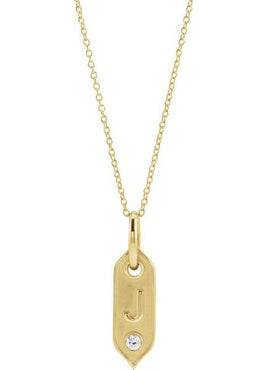 14K Yellow Gold .05 CT Natural Diamond Initial A 16-18