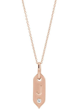 14K Yellow Gold .05 CT Natural Diamond Initial A 16-18