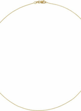 14K Yellow Gold 1 mm Diamond-Cut Bead Chain by the Inch