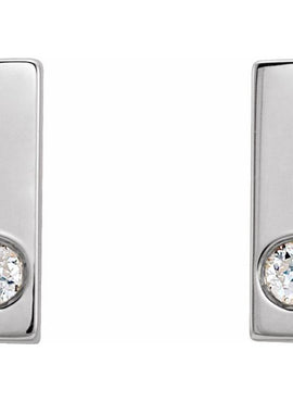 14K White Gold .06 CTW Natural Diamond Bar Earrings