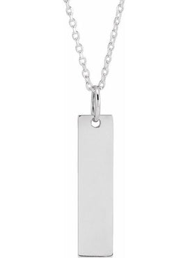 14K White Gold 20x5 mm Engravable Bar Charm/Pendant