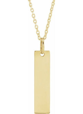 14K White Gold 20x5 mm Engravable Bar Charm/Pendant