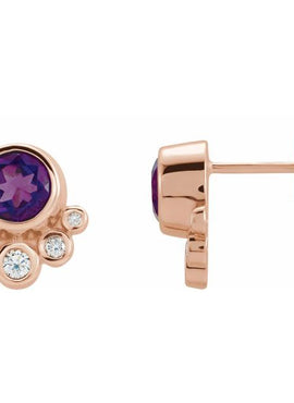 14K White Gold Natural Mozambique Garnet & 1/8 CTW Natural Diamond Earrings