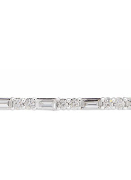 14K White Gold Natural Blue Sapphire & 1/6 CTW Natural Diamond Bar 16-18