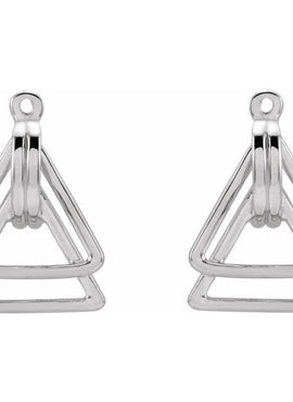 14K White Gold Geometric Earring Jackets