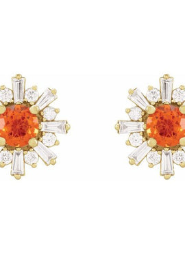 14K White Gold Natural Green Tourmaline & 3/4 CTW Natural Diamond Earrings
