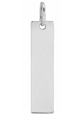14K White Gold 20x5 mm Engravable Bar Charm/Pendant