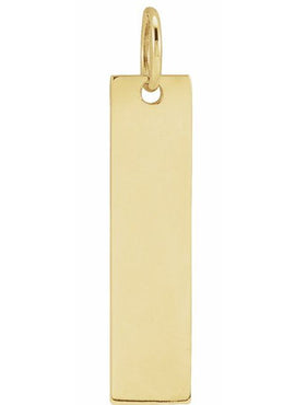 14K White Gold 20x5 mm Engravable Bar Charm/Pendant