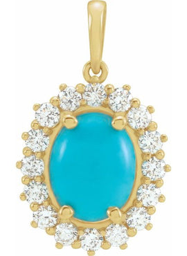 14K White Gold Natural Ethiopian Opal & 1/3 CTW Natural Diamond Halo-Style Pendant
