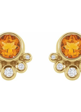 14K White Gold Natural Mozambique Garnet & 1/8 CTW Natural Diamond Earrings