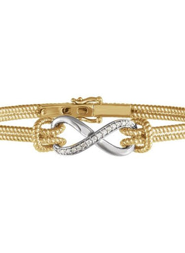 14K Yellow/White Gold  1/8 CTW Natural Diamond Bangle 7 1/2” Bracelet