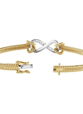14K Yellow/White Gold  1/8 CTW Natural Diamond Bangle 7 1/2” Bracelet