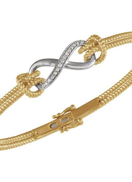 14K Yellow/White Gold  1/8 CTW Natural Diamond Bangle 7 1/2” Bracelet