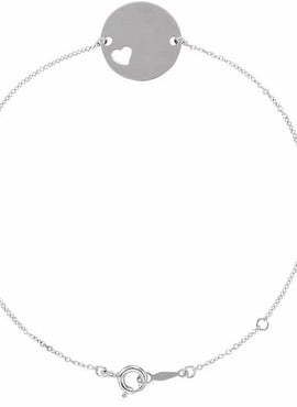 14K White Gold Engravable Pierced Heart Disc 7-8