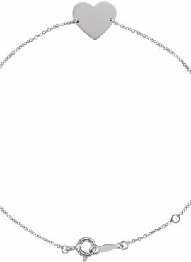 14K White Gold Engravable Heart 7-8